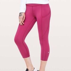 Lululemon Womens 16 Plus Size Leggings Fast Free High Rise Capris Crop 23"
